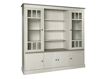 Deba Meubelen Kast vitrine YORK - Lariks & Crystal Oak Beige Beige aanbieding