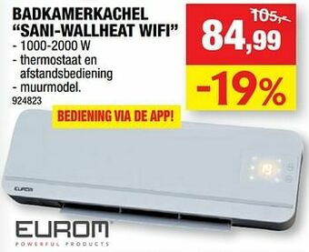 Hubo Eurom badkamerkachel sani-wallheat wifi aanbieding