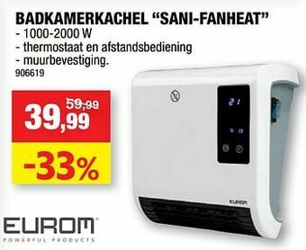 Hubo Eurom badkamerkachel sani-fanheat aanbieding