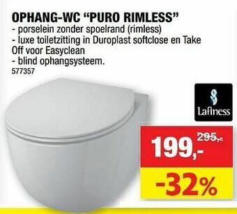 Hubo Ophang-wc puro rimless aanbieding
