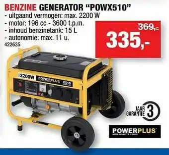 Hubo Powerplus benzine generator powx510 aanbieding