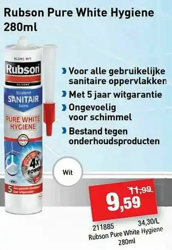 Hubo Rubson pure white hygiene aanbieding