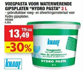 Voegpasta voor waterwerende gipsplaten hydro pasta