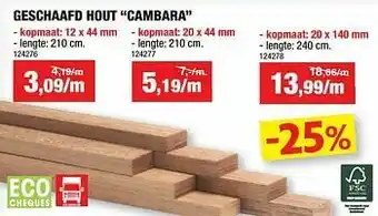 Hubo Geschaafd hout cambara aanbieding