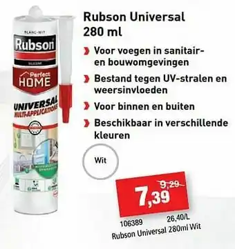 Hubo Rubson universal wit aanbieding
