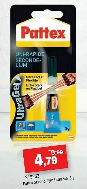 Hubo Pattex secondelijm ultra gel aanbieding