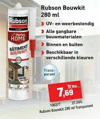 Hubo Rubson bouwkit transparant aanbieding