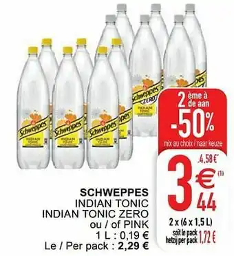 Cora Schweppes indian tonic indian tonic zero ou - of pink aanbieding