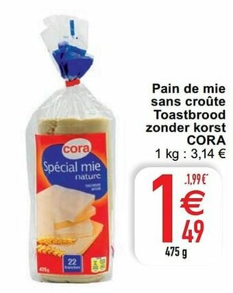 Pain de mie sans croûte toastbrood zonder korst cora