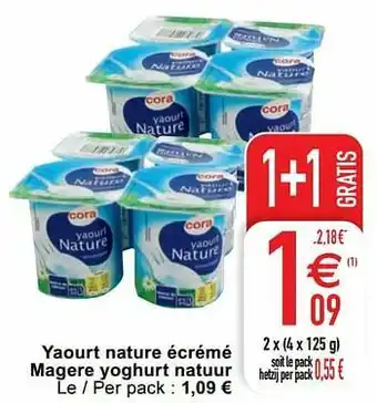 Cora Yaourt nature écrémé magere yoghurt natuur aanbieding