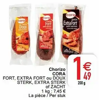Chorizo cora fort extra fort ou doux sterk extra sterk of zacht