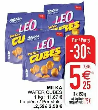 Cora Milka wafer cubes aanbieding