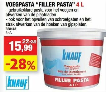 Hubo Voegpasta filler pasta aanbieding