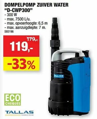Hubo Tallas dompelpomp zuiver water d-cwp300 aanbieding