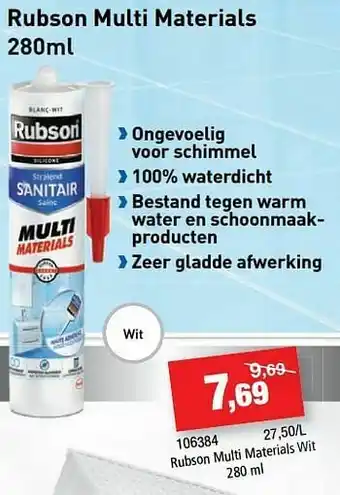 Hubo Rubson multi materials wit aanbieding