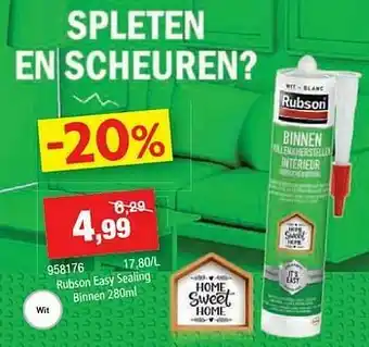 Hubo Rubson easy sealing binnen aanbieding