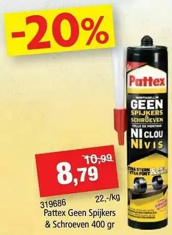 Hubo Pattex geen spijkers + schroeven aanbieding