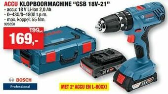 Hubo Bosch accu klopboormachine gsb 18v-21 aanbieding