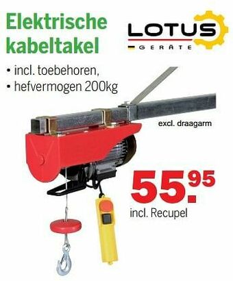 Lotus geräte elektrische kabeltakel