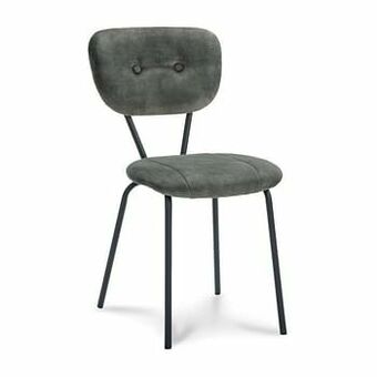 Leen Bakker Eetkamerstoel Jenna - fluweel - donkergroen - 2 stuks - Leen Bakker aanbieding