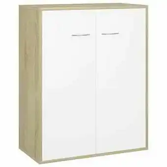 Leen Bakker VIDAXL Dressoir 60x30x75 cm spaanplaat wit en sonoma eikenkleurig - Leen Bakker aanbieding