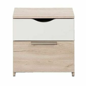 Leen Bakker Nachtkastje Tempo - eikenkleur/wit - 43x43x34 cm - Leen Bakker aanbieding