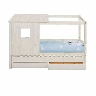 Leen Bakker Bed Ties met bedverhoger en opzetdak - whitewash - 90x200 cm - Leen Bakker aanbieding
