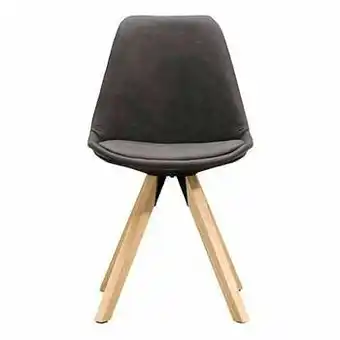 Leen Bakker Eetkamerstoel Senja - antracietkleurige stof Cowboy - naturelkleurig hout - Leen Bakker aanbieding