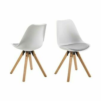 Leen Bakker Eetkamerstoel Verdal - kunststof - wit/lichtgrijs (2 stuks) - Leen Bakker aanbieding