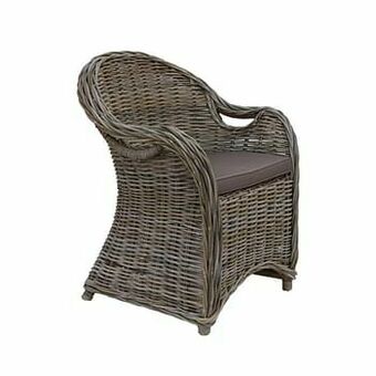 Leen Bakker HSM Collection eetkamerstoel Parma - rotan grijs/mocca - Leen Bakker aanbieding