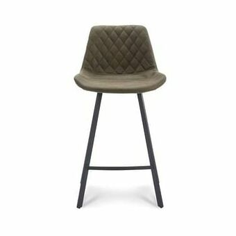 Leen Bakker Barkruk Isaiah halfhoog - stof - olijfgroen (2 stuks) - Leen Bakker aanbieding