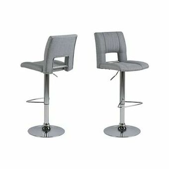 Leen Bakker Barkruk Husas - lichtgrijs/chroom (2 stuks) - Leen Bakker aanbieding