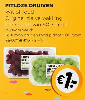 Jumbo Pitloze Druiven 500g aanbieding