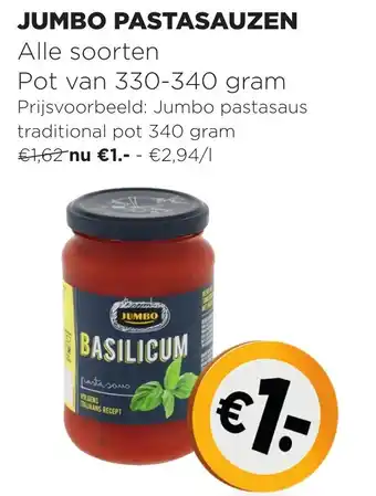 Jumbo Pastasauzen 330-340g aanbieding
