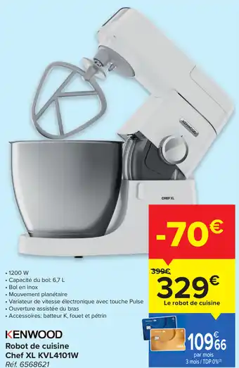 Carrefour KENWOOD Robot de cuisine Chef XL KVL4101W aanbieding