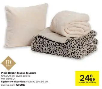 Carrefour Plaid Rabbit fausse fourrure 130x170cm aanbieding