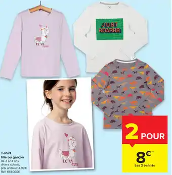 Carrefour T-shirt fille ou garcon aanbieding