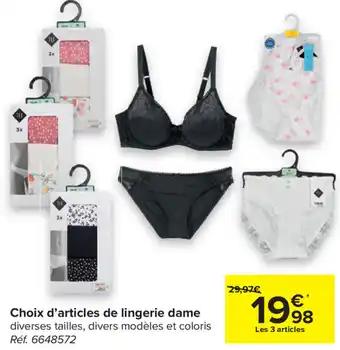 Choix d'articles de lingerie dame
