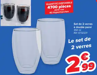 Carrefour Set de 2 verred a double paroi aanbieding