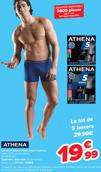 Carrefour Athena Lot de 5 boxers Maxi Sport homme aanbieding