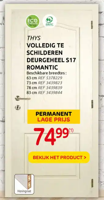 BricoPlanit Volledig te Schilderen Deurgeheel S17 Romantic aanbieding