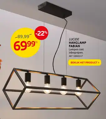 BricoPlanit Lucide Hanglamp Fabian aanbieding