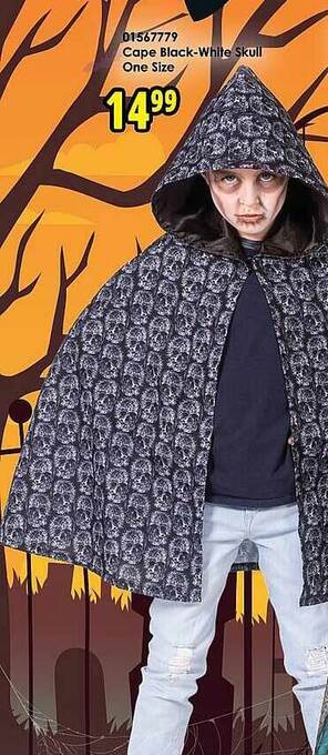 ToyChamp Cape black-white skull one size aanbieding