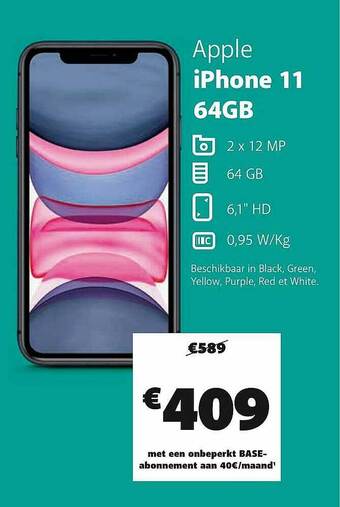 Base Apple Iphone 11 64gb aanbieding