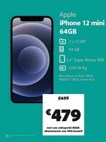 Base Apple Iphone 12 Mini 64gb aanbieding