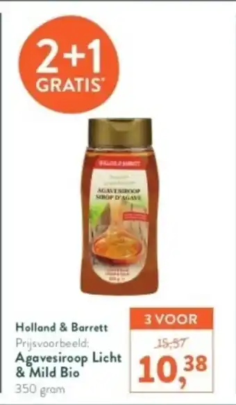 Holland & Barrett Agavesiroop Licht & Mild Bio 350 gram aanbieding