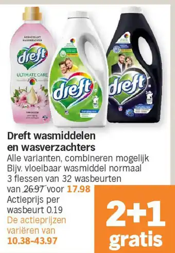 Albert Heijn Dreft wasmiddelen en wasverzachters aanbieding