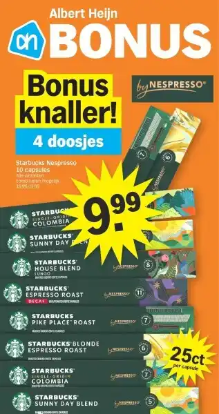 Albert Heijn Starbucks Nespresso 10 capsules aanbieding