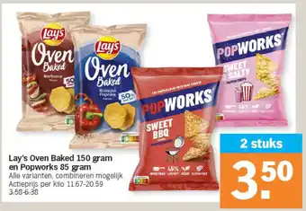 Albert Heijn Lay's Oven Baked 150 gram en Popworks 85 gram aanbieding