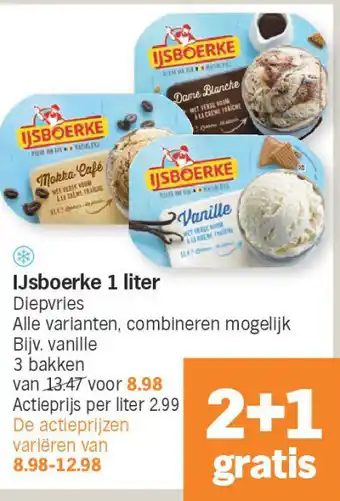 Albert Heijn IJsboerke 1 liter aanbieding